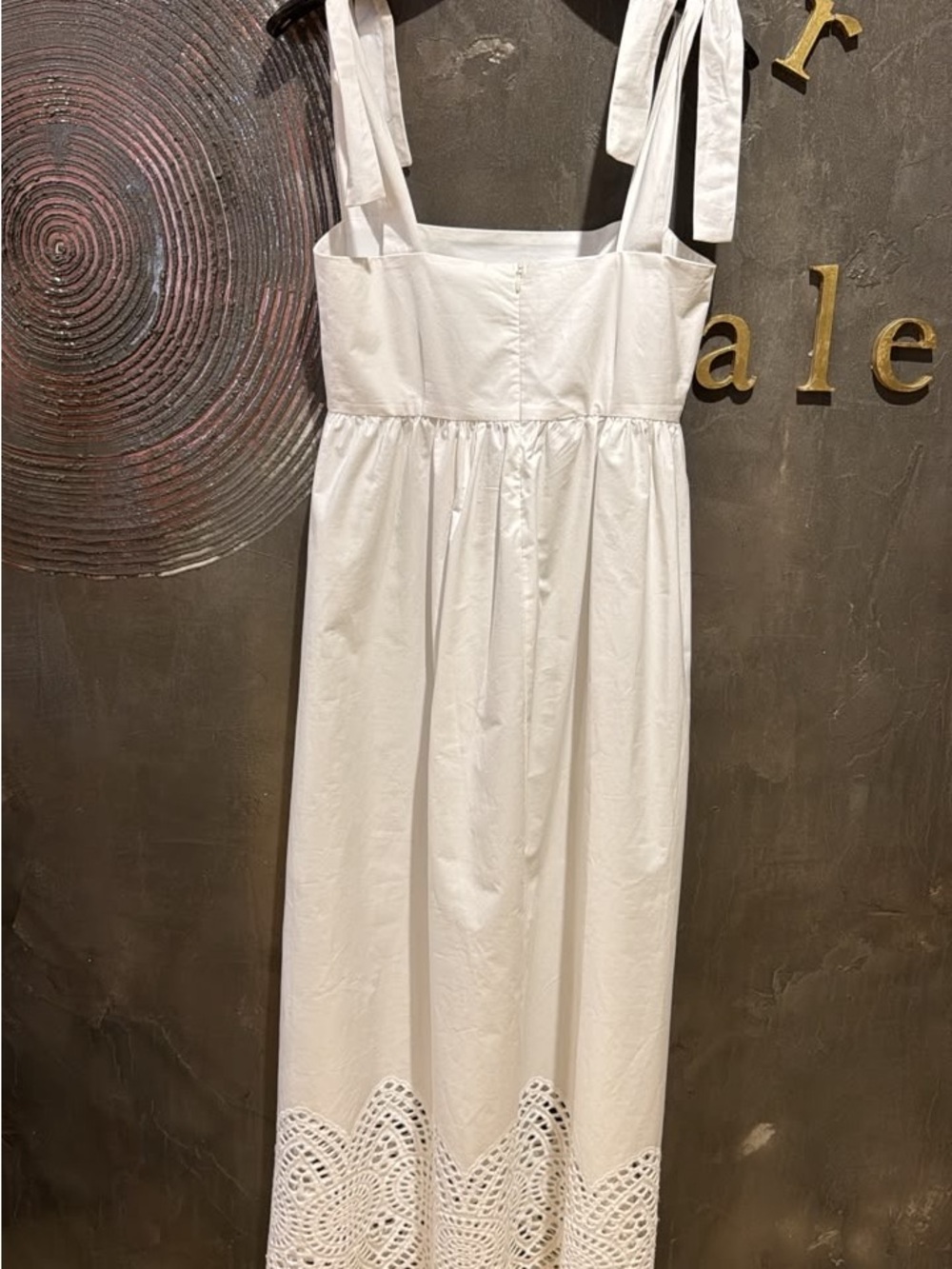 Day Birger et Mikkelsen White Eyelet-Hem Midi Dress with Tie Straps size US 6 - Picture 5 of 6